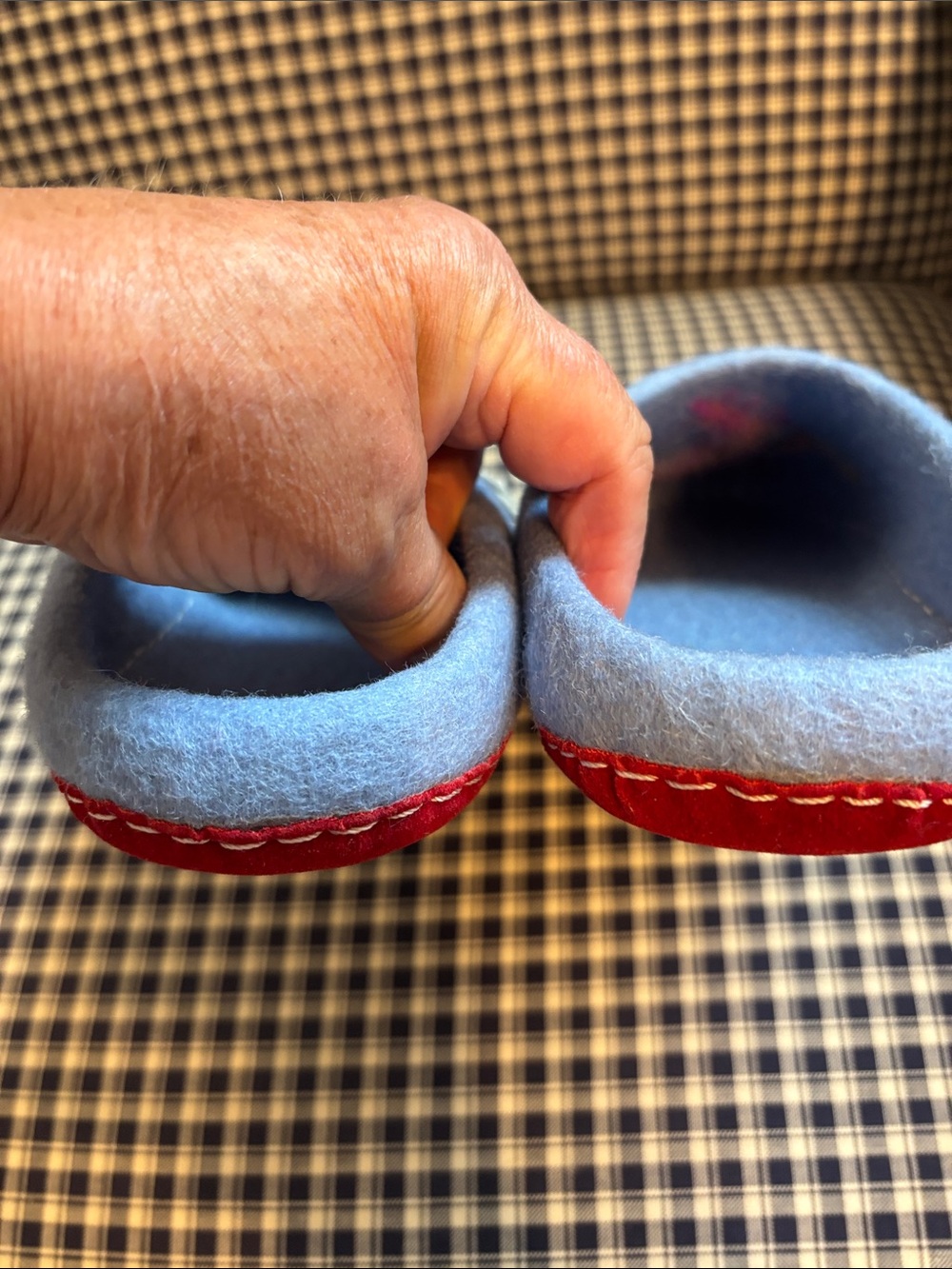 Boiled wool Blue Felt Women's Slip-On Slippers - Picture 8 of 8